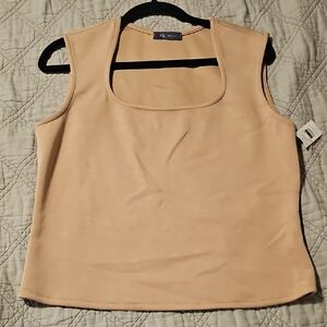 KLD Khaki Square-Neck Sleeveless Top